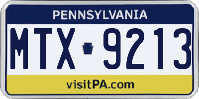 PA license plate MTX9213