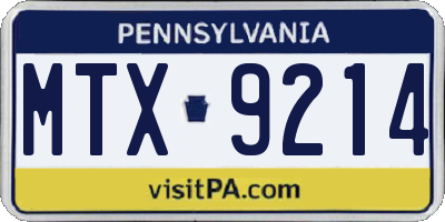 PA license plate MTX9214