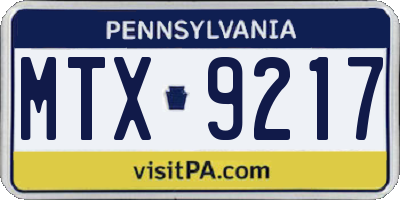 PA license plate MTX9217