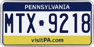 PA license plate MTX9218