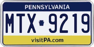 PA license plate MTX9219
