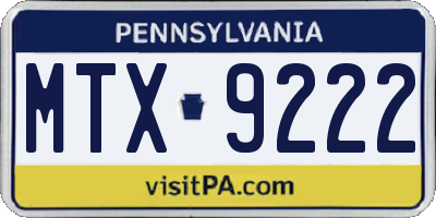 PA license plate MTX9222