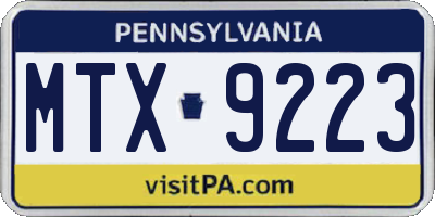 PA license plate MTX9223