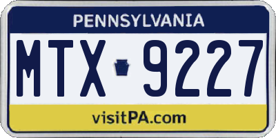 PA license plate MTX9227