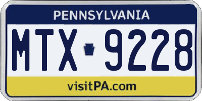 PA license plate MTX9228