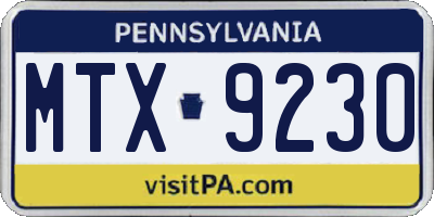 PA license plate MTX9230