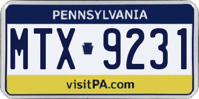 PA license plate MTX9231