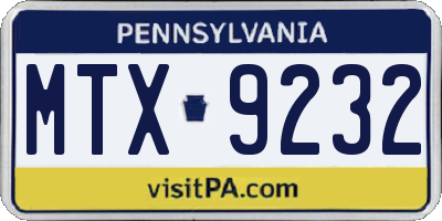 PA license plate MTX9232