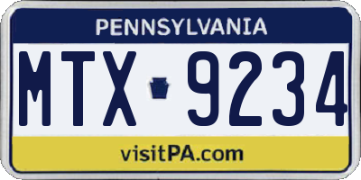 PA license plate MTX9234