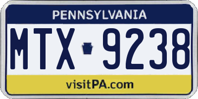 PA license plate MTX9238