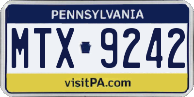 PA license plate MTX9242