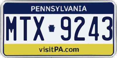 PA license plate MTX9243
