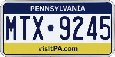 PA license plate MTX9245