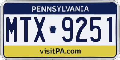 PA license plate MTX9251