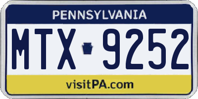 PA license plate MTX9252