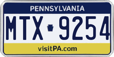 PA license plate MTX9254