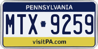 PA license plate MTX9259