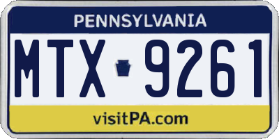 PA license plate MTX9261