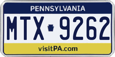 PA license plate MTX9262