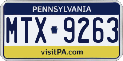 PA license plate MTX9263