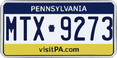 PA license plate MTX9273