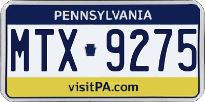PA license plate MTX9275