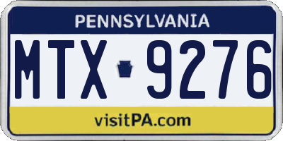 PA license plate MTX9276
