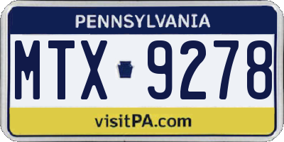 PA license plate MTX9278