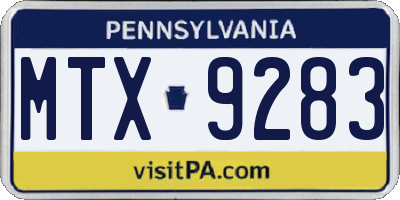 PA license plate MTX9283