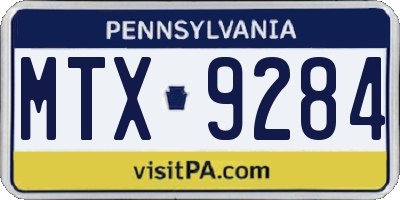 PA license plate MTX9284