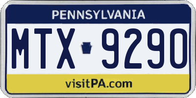 PA license plate MTX9290