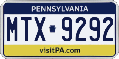 PA license plate MTX9292