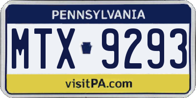 PA license plate MTX9293