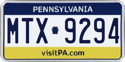 PA license plate MTX9294