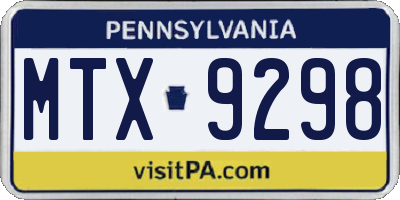PA license plate MTX9298