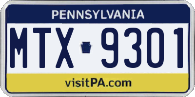 PA license plate MTX9301