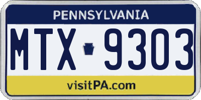 PA license plate MTX9303