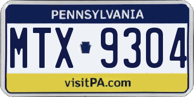 PA license plate MTX9304