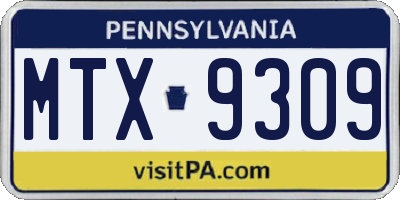 PA license plate MTX9309