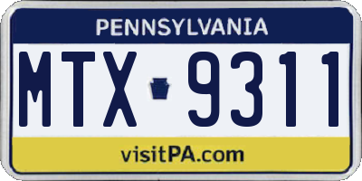 PA license plate MTX9311