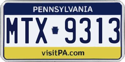PA license plate MTX9313