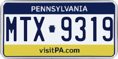 PA license plate MTX9319