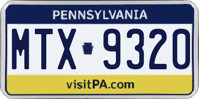 PA license plate MTX9320