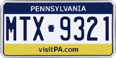 PA license plate MTX9321