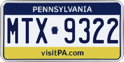 PA license plate MTX9322