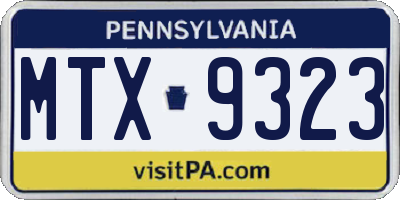 PA license plate MTX9323
