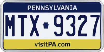PA license plate MTX9327