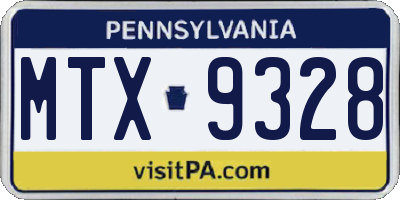 PA license plate MTX9328