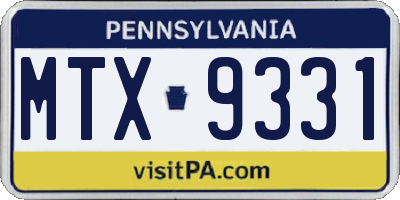 PA license plate MTX9331