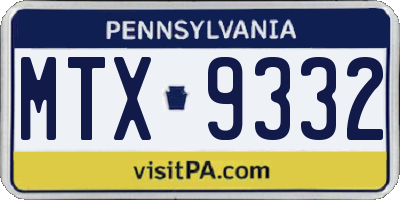 PA license plate MTX9332